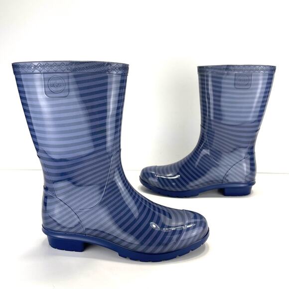 Ugg Sienna Women Blue Classic Rain Boot Size 7 Rubber Pull-On Waterproof Bootie - Picture 1 of 16